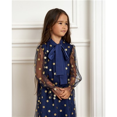 Платье детское нарядное KAFTAN горошек, рост 86-92, синий