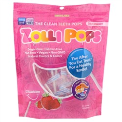 Zollipops, Леденцы на палочке The Clean Teeth Pops, с клубничным вкусом, 15 шт., (3,1 унц.)