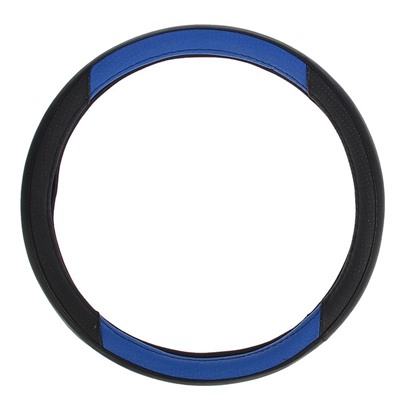 Оплетка TORSO, кожа PU, перфорация, размер 38 см, черно-синие вставками