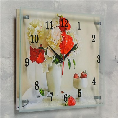 Часы настенные, серия: Цветы, "Цветы в вазе", 30х40  см, микс