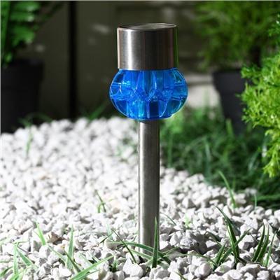 Садовый светильник на солнечной батарее «Грани синие», 5.5 × 29 × 5.5 см, 1 LED, свечение белое