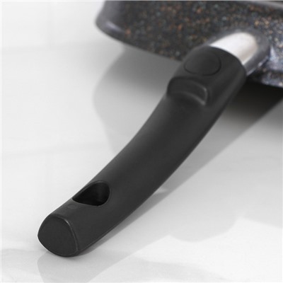 Сковорода-гриль квадратная Granit ultra, 28×28 см, съёмная ручка, стеклянная крышка, антипригарное покрытие, цвет чёрный