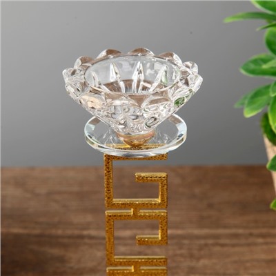 Подсвечник стекло, металл на 1 свечу "Греческий орнамент и цветок" 15,2х6,4х6,4 см