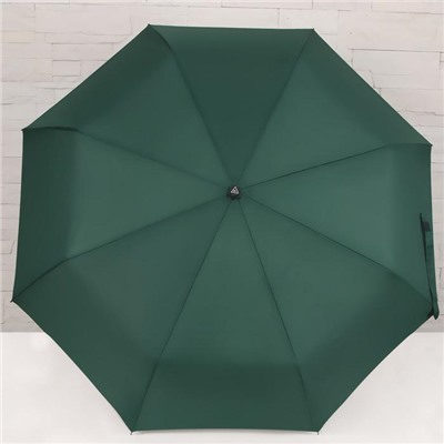 Зонт автоматический, 3 сложения, 8 спиц, R = 48 см, цвет зелёный