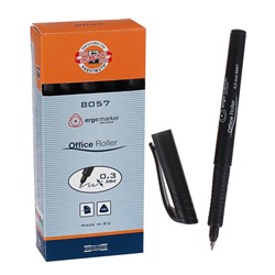 Ручка-роллер 0.3 мм, Koh-I-Noor 8057, черный корпус, чернила черные