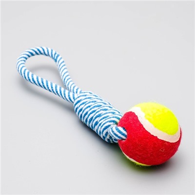 Игрушка канатная плетёная с мячом, до 130 г, до 33 см, микс цветов