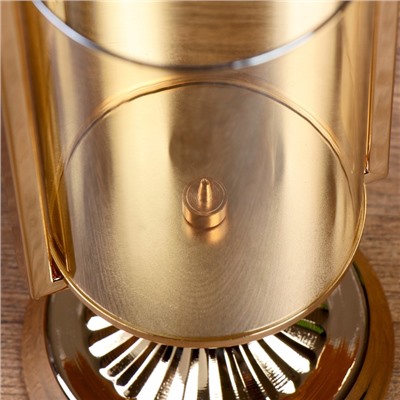 Подсвечник металл, стекло на 2 свечи "Элис" золото 28,5х12х12 см