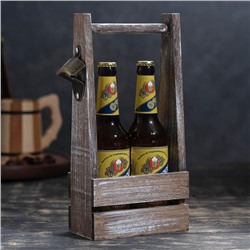 Ящик для пива 15,5х9х33см см под 2 бутылки, чёрное дерево