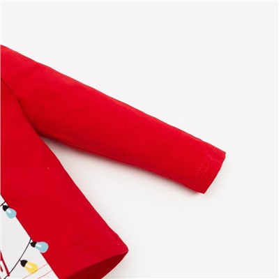 Пижама детская (лонгслив, брюки) "Merry Christmas", цвет красный/белый, рост 74 см
