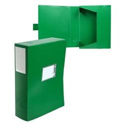 Папка-короб архивная, корешок 80 мм, пластик 0.8 мм, Calligrata вырубная застежка, зелёная