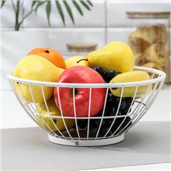 Ваза для фруктов круглая Доляна «Эстетика», 25,7×25,7×11,2 см, цвет белый