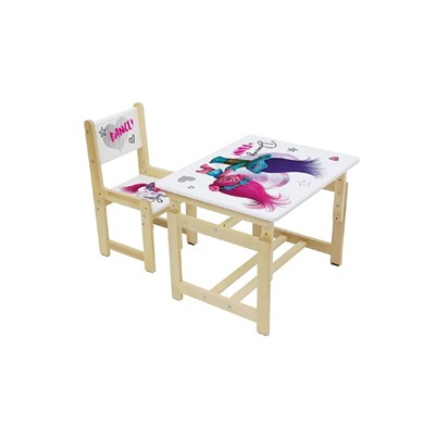 Комплект растущей детской мебели Polini kids Fun 400 SM, «Тролли», 68х55 см, цвет розовый