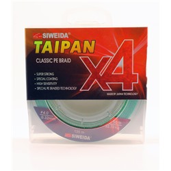 Леска плетеная Siweida Taipan Classic PE Braid X4 135м 0,32мм (22,70кг) светло-зеленая
