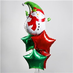 Букет из шаров "Снеговик и звезды", фольга, набор из 5 шт