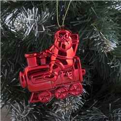 Украшение ёлочное "Дед Мороз на паровозе" (набор 4 шт) 7х6,5 см красный