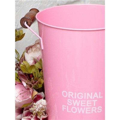 Ваза-ведро для цветов металлическая, ORIGINAL SWEET FLOWERS, розовый
