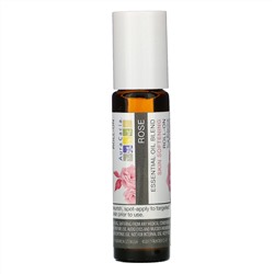 Aura Cacia, Смесь эфирного масла, смягчающий кожу роликовый аппликатор, роза, 0,31 жидкие унции (9,2 мл)