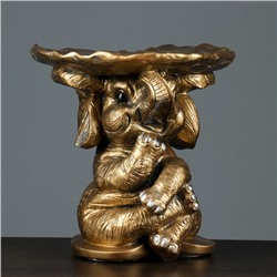 Фигура - подставка "Слон сидя с листком" бронза, 29х28х29 см