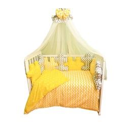 Комплект в кроватку «Пазлы» (7 предметов), цвет жёлтый