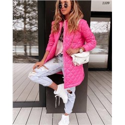 Стеганая куртка с кармашками яр-розовая H109