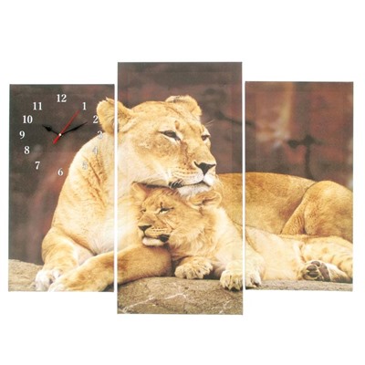 Часы настенные модульные «Львы», 60 × 80 см