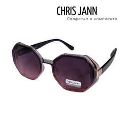 Очки солнцезащитные CHRIS JANN с салфеткой женские чёрно-розовые