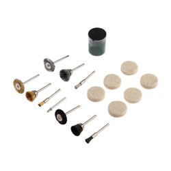 Набор мини-насадок для гравера ТУНДРА, щетки, полировальные круги, паста, 3.2 мм, 17 шт.
