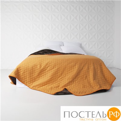 Одеяло - покрывало Sleep iX (иск.мех + одн.ткань) 180x220 Ткань: Оранжевый, Мех: Коричневый