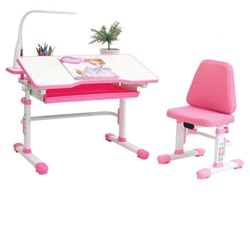 Комплект парта и стул с чехлом Rifforma SET-07 LUX Белый/Цвет кромки Розовый