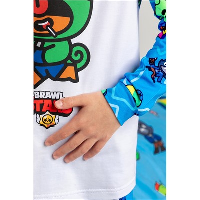 Пижама с брюками для мальчика Juno SS22BJ0600 Brawl stars белый/голубой