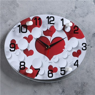 Часы настенные, серия: Люди, "Сердечки", 24х34  см, микс