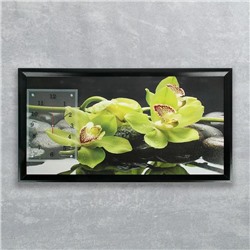 Часы-картина настенные, серия: Цветы, "Зеленые орхидеи", 50 х 100 см, микс