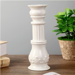 Подсвечник керамика на 1 свечу "Колонна с листьями" белый 19,5х6,8х6,8 см