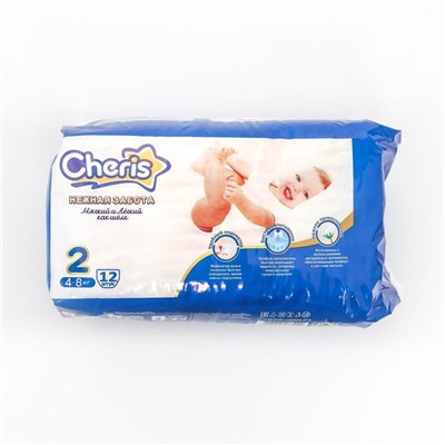 Детские подгузники Cheris  12 шт. размер S (4-8кг)
