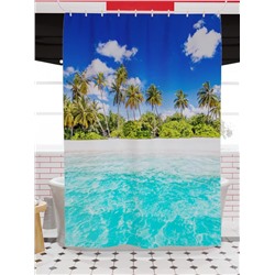 Фотоштора для ванной Пляж с пальмами