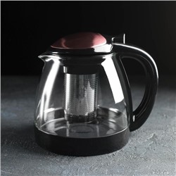 Чайник стеклянный заварочный «Глянец», 1,5 л, с металлическим ситом, цвет МИКС