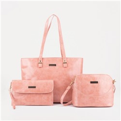 Набор сумок на молнии, цвет розовый