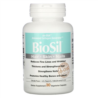BioSil by Natural Factors, ch-OSA Advanced Collagen Generator, улучшенный источник коллагена, 30 вегетарианских капсул