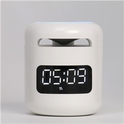 Часы настольные электронные, белая индикация, с колонкой, 8.5 х 7.5 х 7.5 см