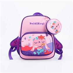 Рюкзак детский, отдел на молнии, наружный карман, с кошельком, цвет розовый/сиреневый, «Зайчик»