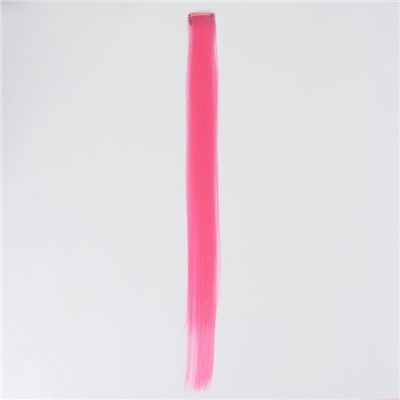 Локон накладной, прямой волос, на заколке, люминесцентный, 45 см, цвет розовый