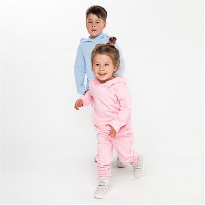 Костюм для девочки (толстовка, брюки) с НАЧЁСОМ, цвет св.розовый, рост 98 см