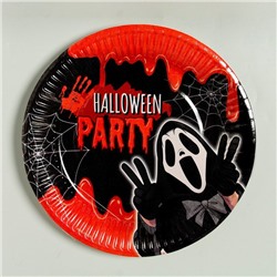 Тарелка бумажная "Halloween party", 18 см, набор 6 шт