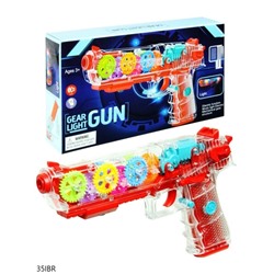 Пистолет прозрачный, музыкальный бластер с движущимися шестерёнками Gear light gun