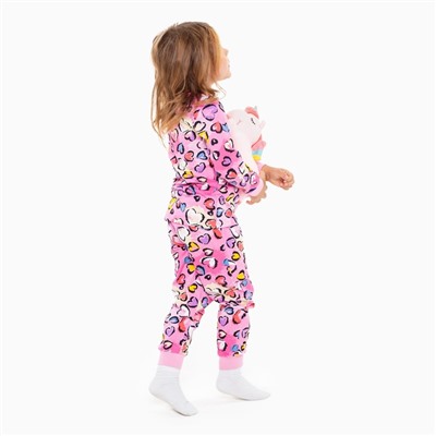 Пижама для девочки, цвет розовый/сердечки, рост 98 см