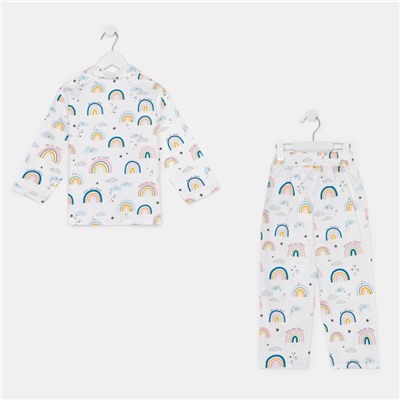Пижама детская (рубашка, брюки) KAFTAN "Радуга" р. 98-104, белый