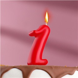 Свеча для торта цифра "Овал" "1", красная, 7 см