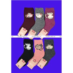 Зувей носки детские ангора "Кошка" внутри махра 12 пар