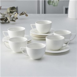 Набор чайный «Юлия Высоцкая», на 6 персон, 12 предметов: 6 чашек 200 мл, 6 блюдец, цвет белый