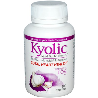Kyolic, Пищевая добавка «Совершенно здоровое сердце», формула 108, 100 капсул